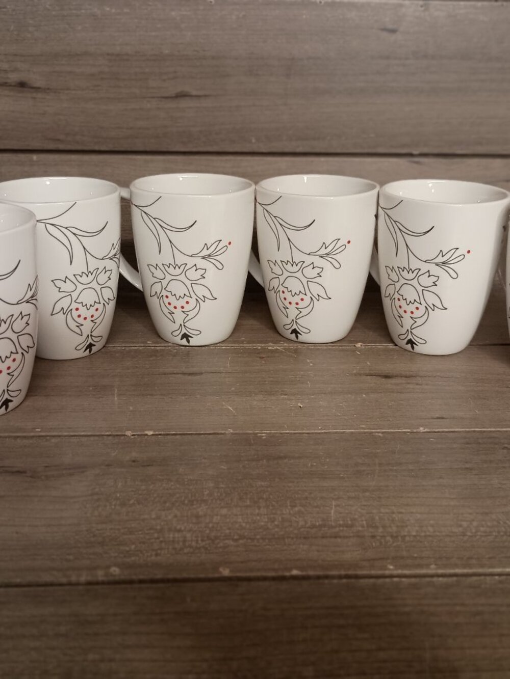 Vtg Corelle Coordinates Set of 6 Royal Line Porcelain Mugs Discontinued 12oz